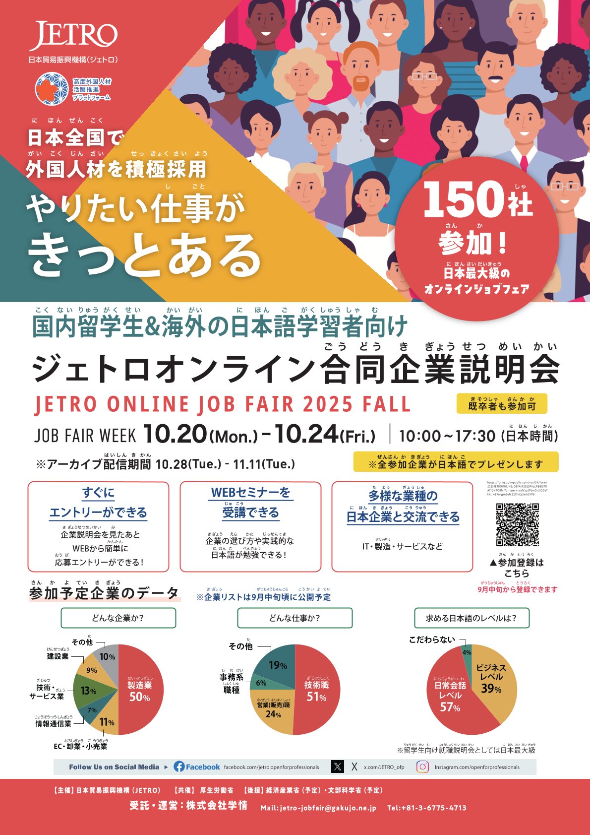 【留学生対象】ジェトロ オンライン合同企業説明会 2025秋
