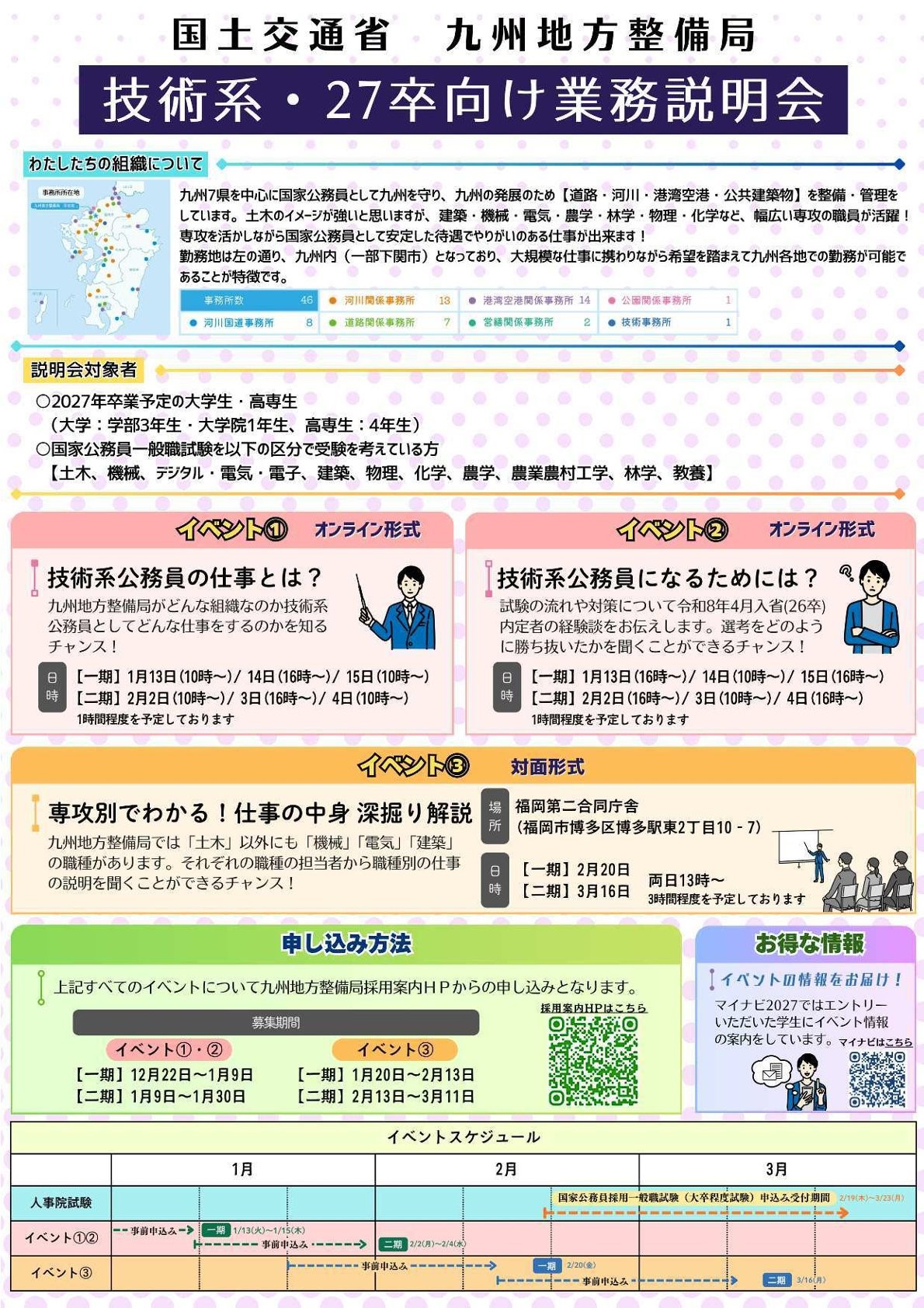【27卒・技術系】国土交通省 九州地方整備局　技術職採用説明会